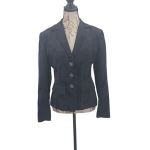 Jacquard Floral fairy grunge whimsigoth crop blazer black Size 6 office career